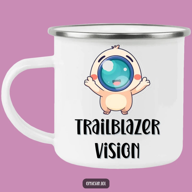 Funny Creature Lens Enamel Camping Mug - Hilarious Gift for Bright Mornings