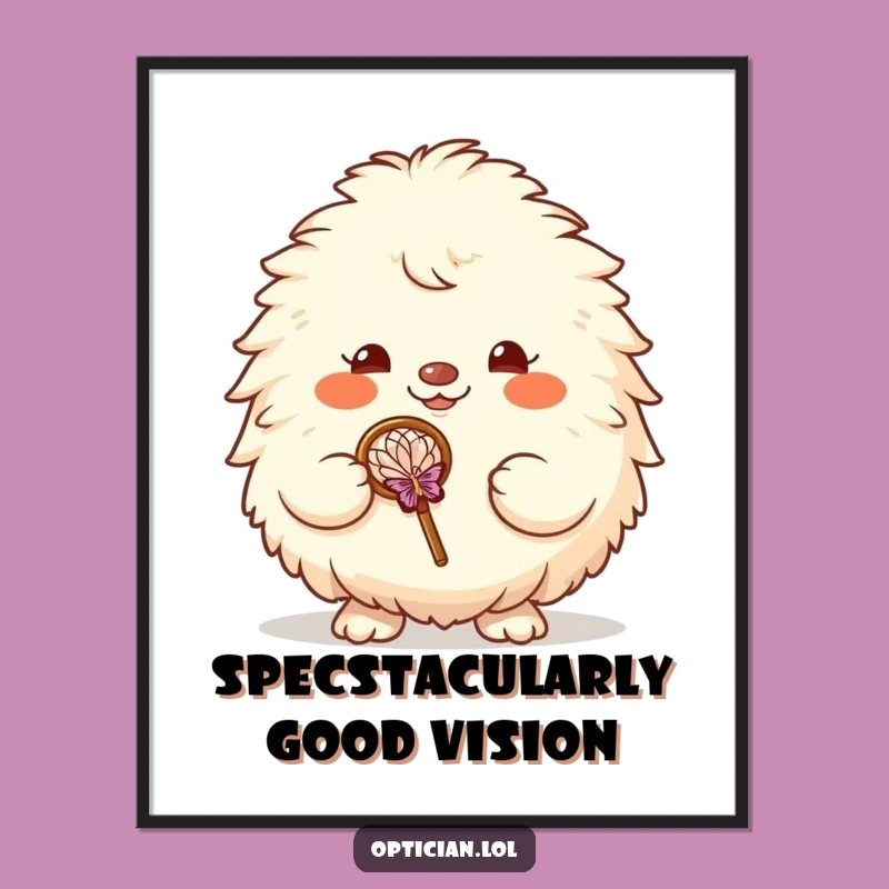 Free Printable Funny Wall Art: Fluffy Creature, Oversized Glasses, Hilarious Downloadable Decor