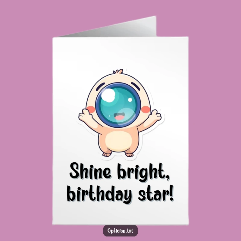 Free Printable Birthday Card: Energetic Creature, Glowing Lens, Fun Downloadable Gift