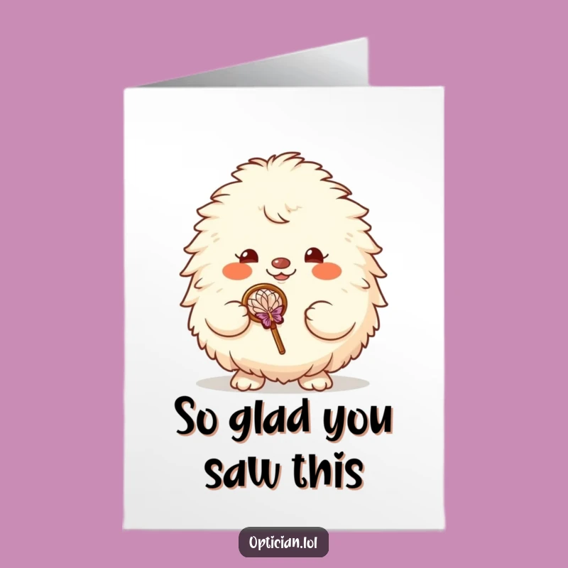 Free Printable Funny Thank You Card: Fluffy Character, Glasses, Humorous Downloadable Gift